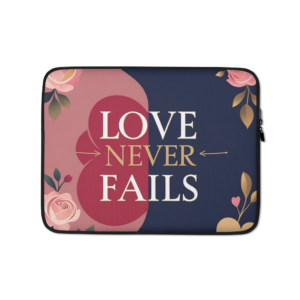 Laptop Sleeve - Love Never Fails(Floral dusty pink/navy blue)