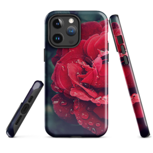 MagSafe® tough case for iPhone®14- Red Rose, Dark Green