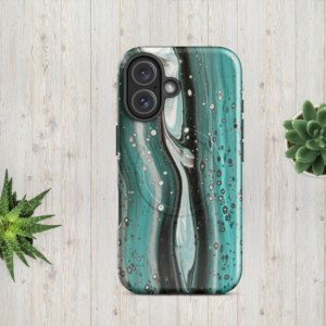 MagSafe® tough case for iPhone®16 - Green, Black and Gray Marble