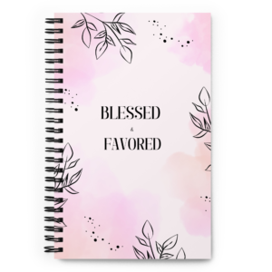 Spiral notebook -  Light Pink/Black Floral (Blessed and Favored)